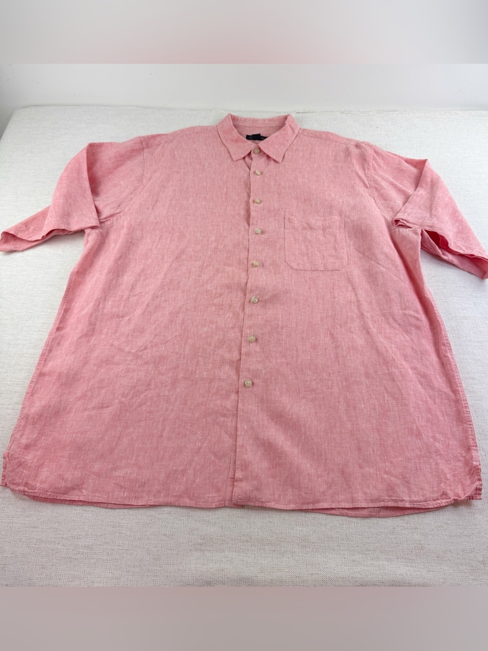Scott Barber Men's 100% Linen Button-Up Shirt short sleeve size XXL apricot
